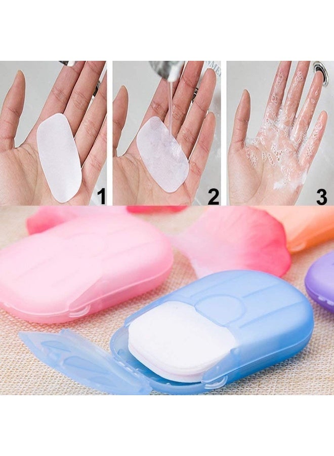 صابون ورقي محمول للسفر – أوراق غسيل يدين قابلة للذوبان في الماء داخل علبة صغيرة – مناسب للرحلات والمدرسة والعمل – متعدد الألوان – عبوة واحدة - Image 4