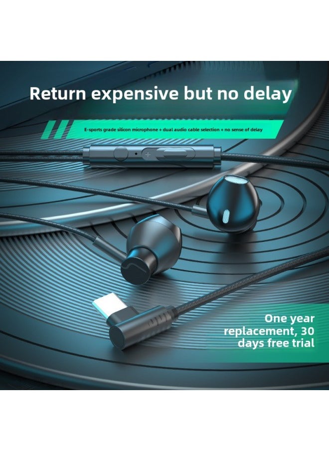 E-sports Game Headset In-ear Wired Ear-free Typec Interface Earplug High Sound Quality Mobile Phone Computer Universal-Color:Classic Black Digital Core Type-c Flat Mouth (high Compatibility)  - Image 1