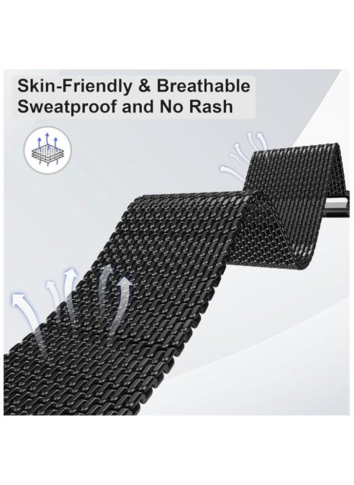 Generic - Titanium Milanese Mesh Loop for Apple Watch Band 49mm 46mm 45mm 44mm Men Women, DLC Scratch-resistant Coating Breathable Replacement Strap with Adjustable Parachute-style Buckle for iWatch Ultra 2/SE/Series 10 9 8 7 6 5 4, Black - Image 1