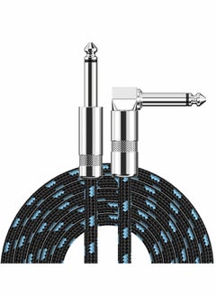 SYOSI Guitar Cable Professional Instrument Cable Electric Guitar AMP Cord 1or4inch TS Cable for Guitar Bass Mandolin Keyboard and Pro Audio Right Angle 10FT Black+Blue  - Image 1