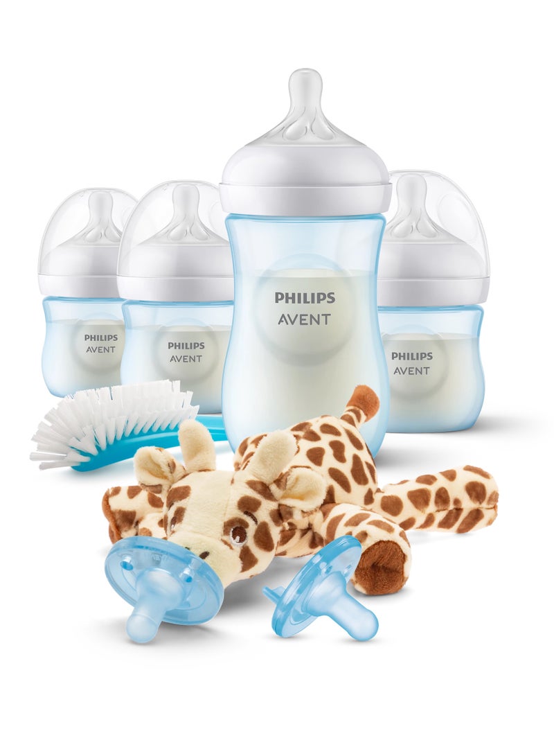 Philips Avent Natural Baby Bottle with Natural Response , Blue Baby Gift Set with Snuggle - Image 1
