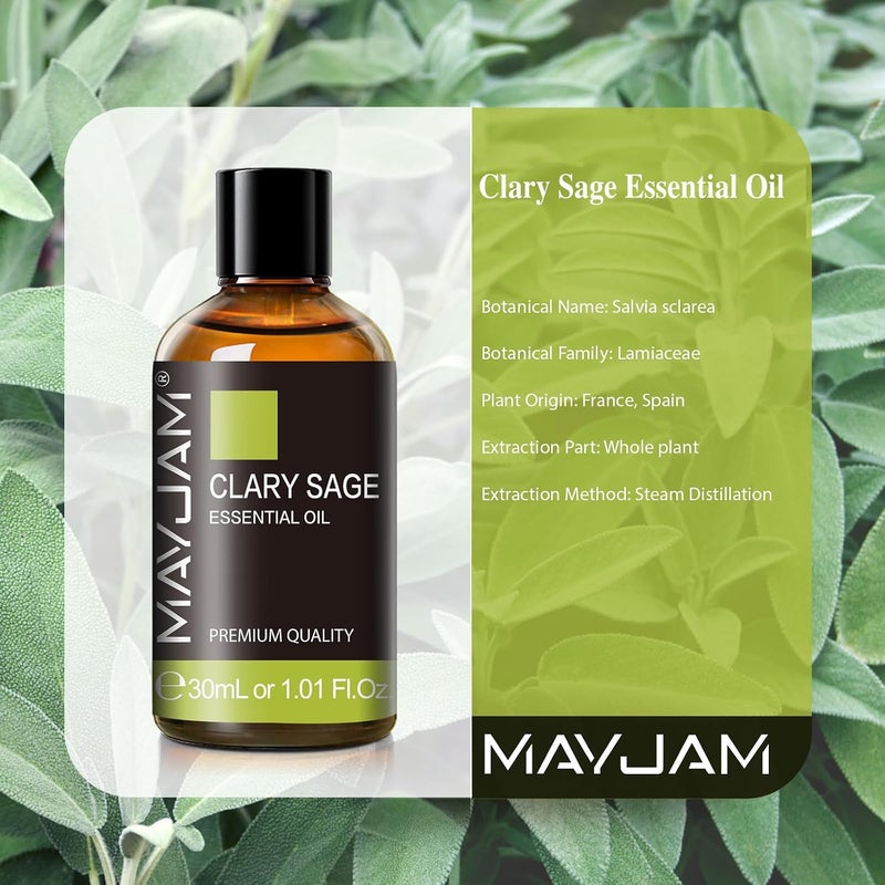 زيت المريمية العطري 30 مل/1.01 أونصة سائلة، زيت المريمية الممتاز من MAYJAM مع قطارة زجاجية، ممتاز للعلاج العطري بالمبخرات وصنع الشموع - Image 2