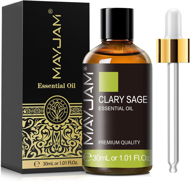 زيت المريمية العطري 30 مل/1.01 أونصة سائلة، زيت المريمية الممتاز من MAYJAM مع قطارة زجاجية، ممتاز للعلاج العطري بالمبخرات وصنع الشموع - Image 1
