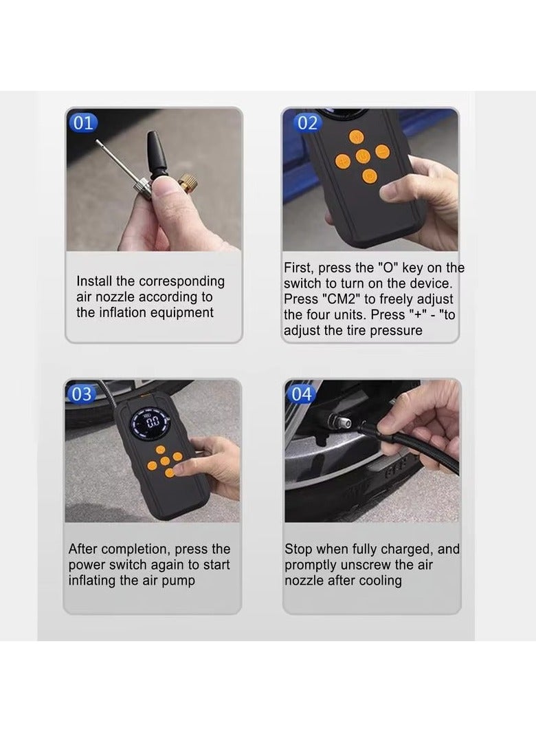 منفاخ هواء لاسلكي للسيارة بقوة 12 فولت و150PSI مع شاشة LED - Image 5
