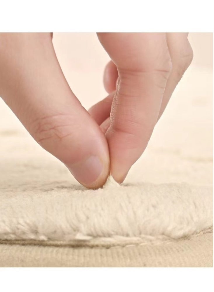 Kutis 1-Piece Bath Mat Anti Slip Bathroom Floor Mats and Quick Dry Bath Rug Super Absorbent Bathtub Mat Polyester Beige 60x40 cm - Image 3