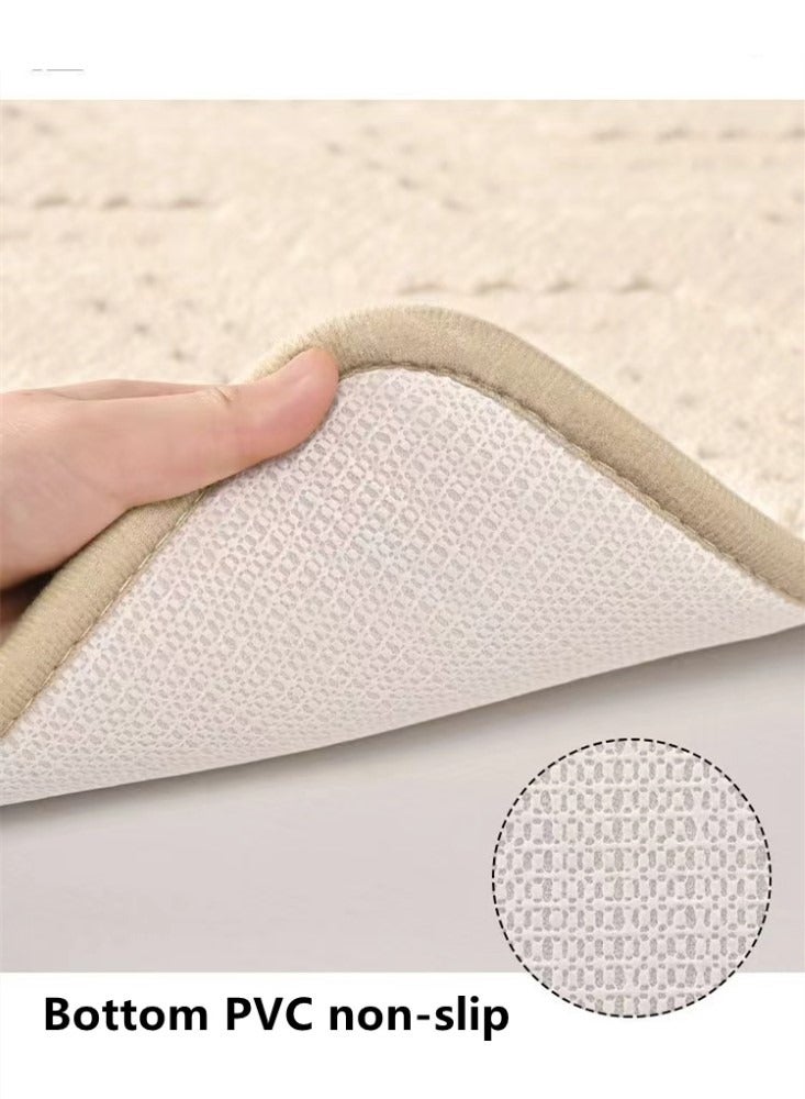 Kutis 1-Piece Bath Mat Anti Slip Bathroom Floor Mats and Quick Dry Bath Rug Super Absorbent Bathtub Mat Polyester Beige 60x40 cm - Image 5