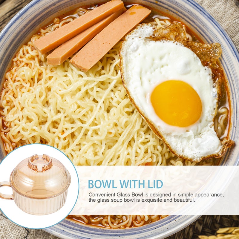 🍳 طبق شوربة بزجاج متين مع غطاء للاستخدام اليومي في المطبخ - Image 5