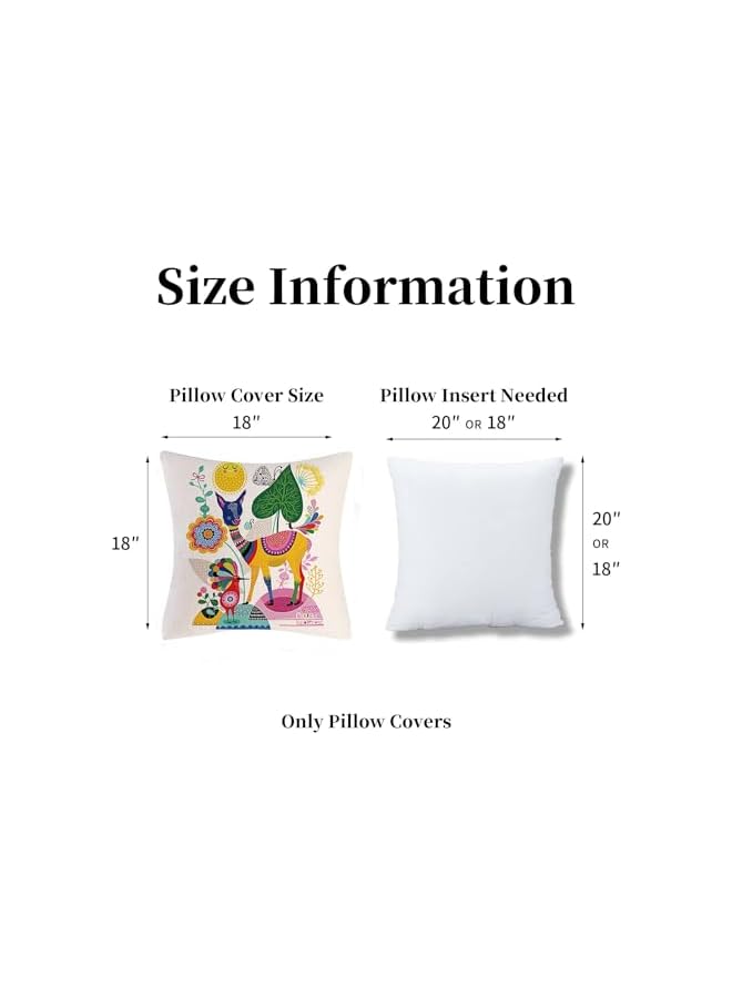 The Bros Colorful Throw Pillow Case, Covers Decorative Set of 4 Linen Boho Cushion Covers 18 x 18 inch for Couch Sofa Car Bed Living Room - Image 4