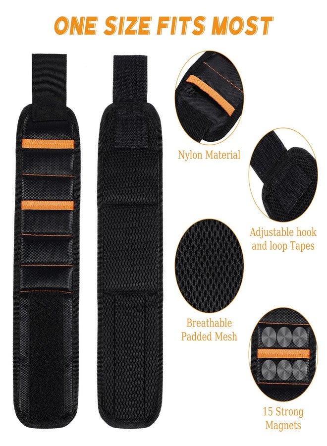 Kigeli 4 Pcs Christmas Men Magnetic Wristband Gifts for Holding Screws Men Adjustable Tools Holder Belt with 15 Magnets Tool Gift for Dad Husband Handyman Grandpa Birthday - Image 2