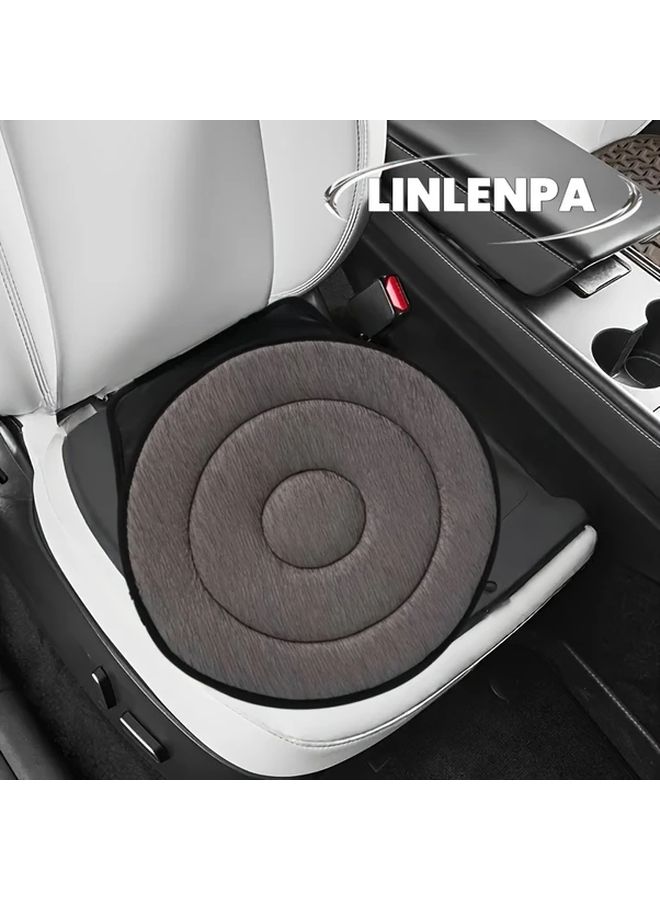 360 Degree Rotating Car Seat Cushion with Memory Foam Support Ergonomic Non Slip Design for Elderly Pregnant Women Adjustable Fit Gray All Season Comfort Driving Chair Cushion Textured Surface Durable Long Distance Driver Accessories - Image 2