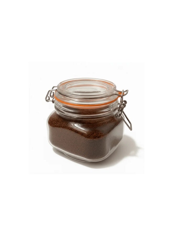 Danny Home Square Glass Airtight Storage Jar – 525ml | Food Container with Clip Lid & Silicone Seal - Image 1