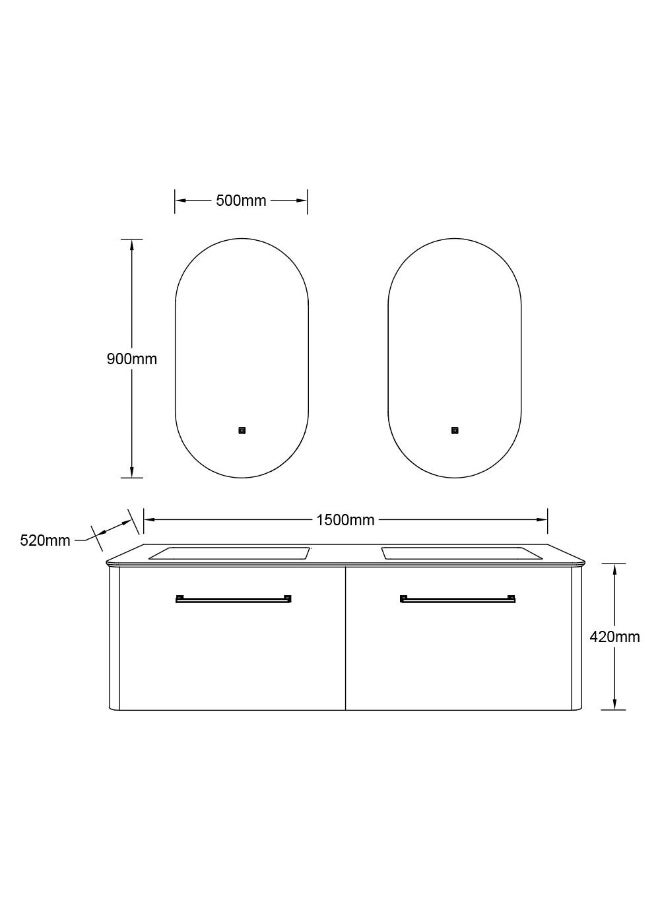 DANUBE HOME Milano Havel Vanity With Mirror & Cabinet (2Pcs/Set) (150X52X42) Cm - Grey Finish| Single Basin Wooden/Pvc Sink Cabinet Compact Storage Cabinet For Modern Bathroom  - Image 5