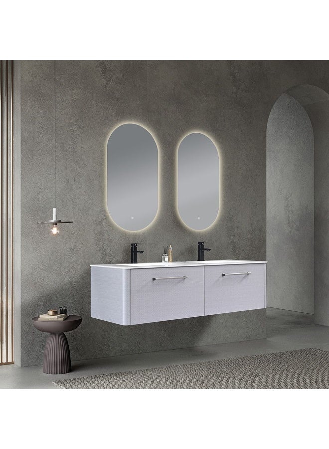DANUBE HOME Milano Havel Vanity With Mirror & Cabinet (2Pcs/Set) (150X52X42) Cm - Grey Finish| Single Basin Wooden/Pvc Sink Cabinet Compact Storage Cabinet For Modern Bathroom  - Image 4