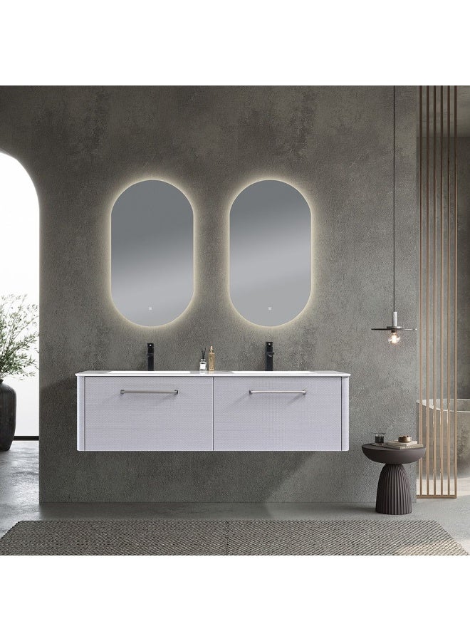 DANUBE HOME Milano Havel Vanity With Mirror & Cabinet (2Pcs/Set) (150X52X42) Cm - Grey Finish| Single Basin Wooden/Pvc Sink Cabinet Compact Storage Cabinet For Modern Bathroom  - Image 1