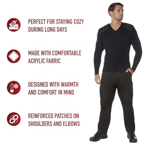 Rothco Acrylic V-Neck Sweater – Active-Duty Approved Warmth with Rugged Style – Navy Blue – L - Image 5
