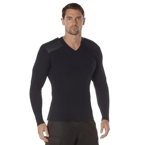 Rothco Acrylic V-Neck Sweater – Active-Duty Approved Warmth with Rugged Style – Navy Blue – L - Image 1