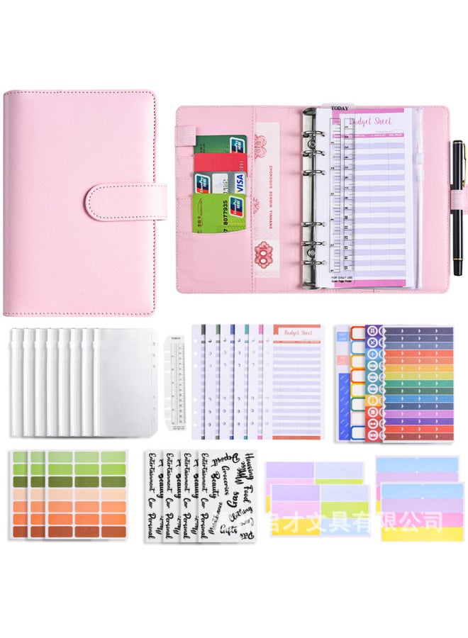 Start A6 Binder Creative Notebook Zipper Bag Macaron Pu Leather Loose-leaf Book Cash Budget Hand Book - Image 1