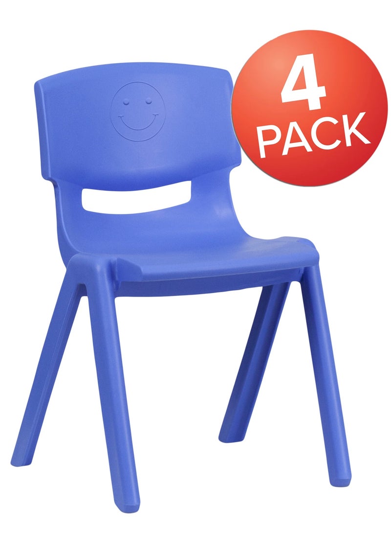 فنز  4 قطع من كراسي التعلم البلاستيكية القابلة للتكديس من فنز للأطفال، 42 × 38 × 61 سم، الكرسي المثالي لغرف اللعب والمدارس ودور الحضانة والمنزل، باللون الأزرق - Image 2