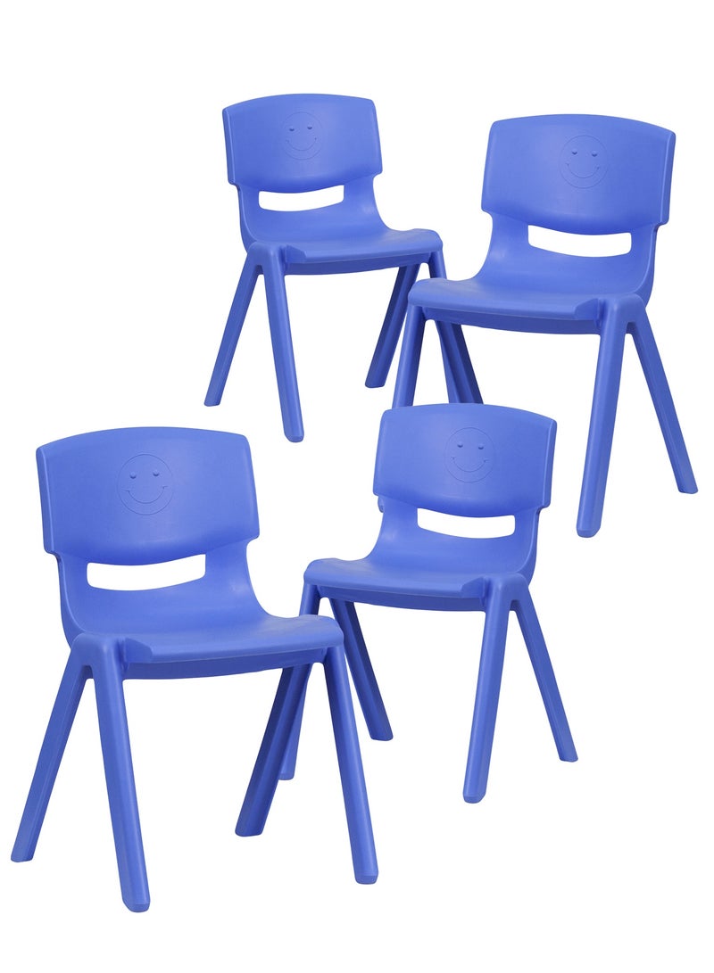 فنز  4 قطع من كراسي التعلم البلاستيكية القابلة للتكديس من فنز للأطفال، 42 × 38 × 61 سم، الكرسي المثالي لغرف اللعب والمدارس ودور الحضانة والمنزل، باللون الأزرق - Image 1