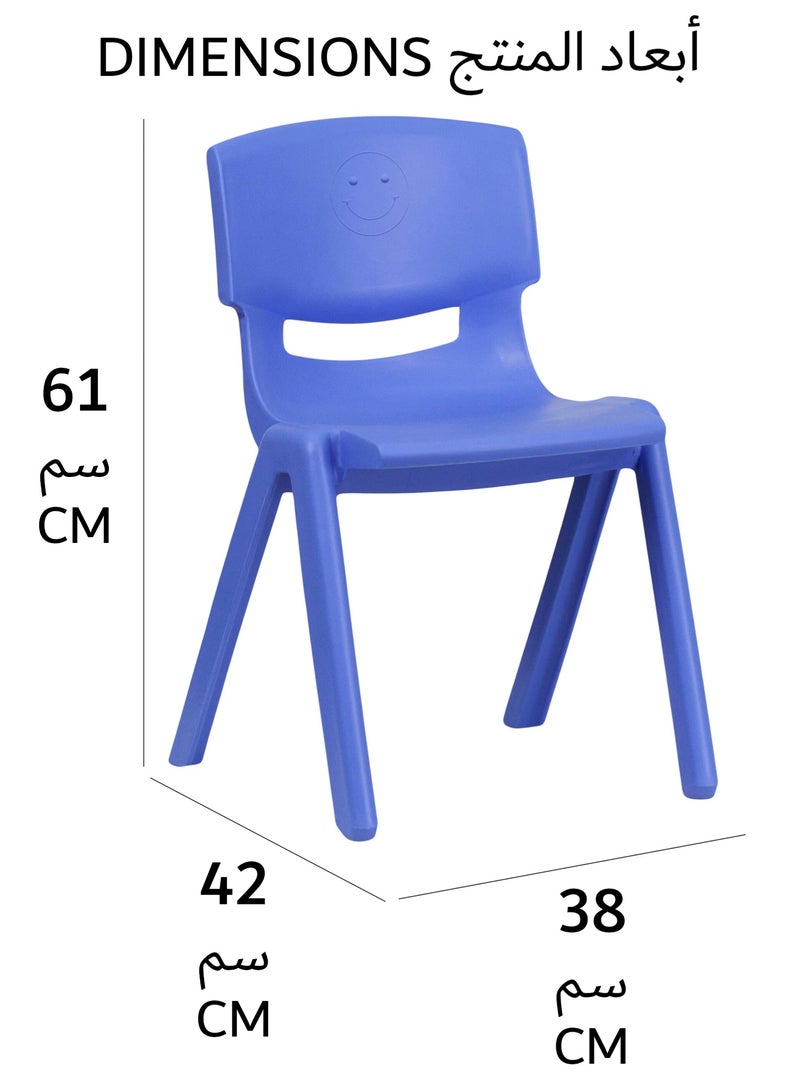 فنز  4 قطع من كراسي التعلم البلاستيكية القابلة للتكديس من فنز للأطفال، 42 × 38 × 61 سم، الكرسي المثالي لغرف اللعب والمدارس ودور الحضانة والمنزل، باللون الأزرق - Image 4