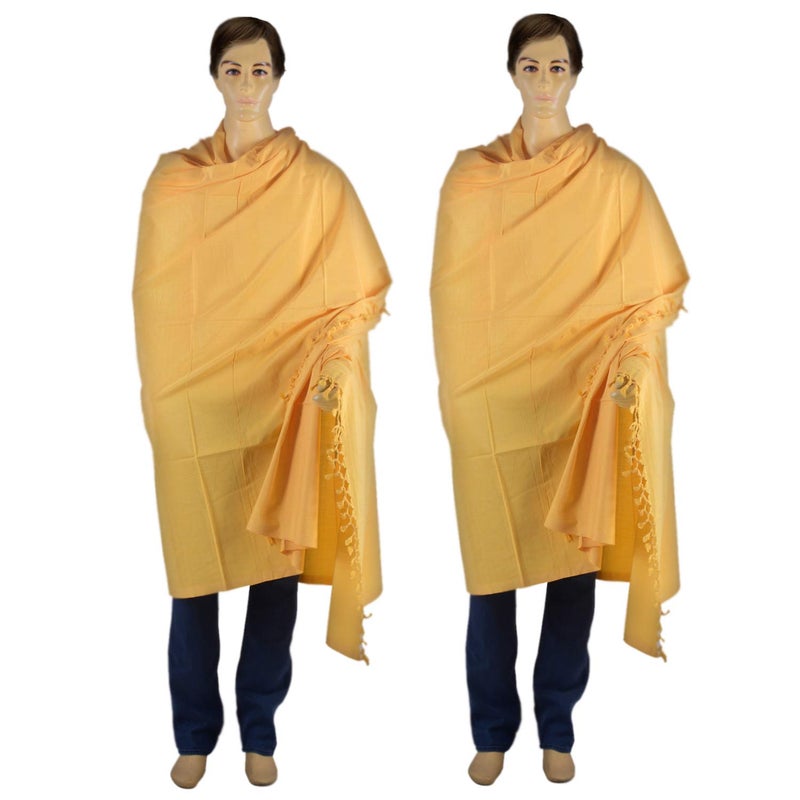 EthnicAlive Bhagalpuri Silk Dull Yellow Combo Chadar for All Season Use Exclusive Malmal Yellow Chadar_Size (60 inch x 108 inch) Pack of 2 - Image 3