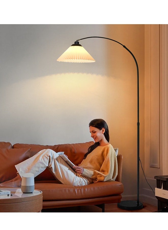Tiokkss Floor Lamp with Pleated Fabric Modern Metal with Remote Dimmable Bulb Standing Lamp for Living Room Bedroom Reading Lamp Black 180x90 cm  - Image 2