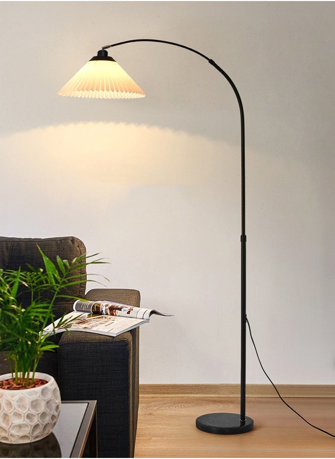 Tiokkss Floor Lamp with Pleated Fabric Modern Metal with Remote Dimmable Bulb Standing Lamp for Living Room Bedroom Reading Lamp Black 180x90 cm  - Image 5