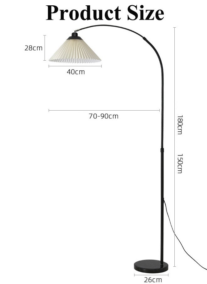 Tiokkss Floor Lamp with Pleated Fabric Modern Metal with Remote Dimmable Bulb Standing Lamp for Living Room Bedroom Reading Lamp Black 180x90 cm  - Image 3