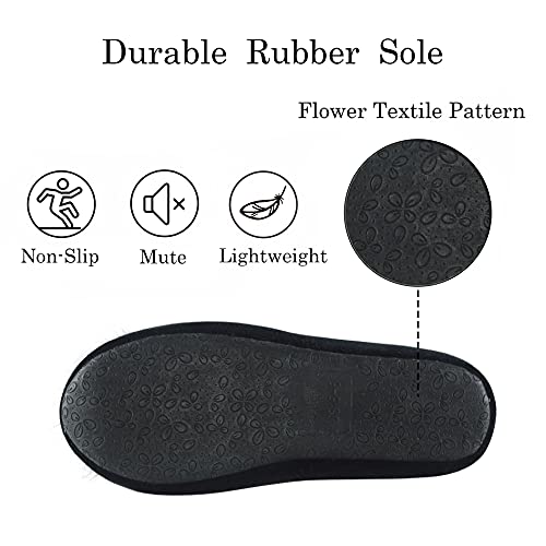 GRITHEIM Women's Fuzzy Pom Pom Feather Velvet House Slippers Sexy Cozy Bedroom Slippers for Ladies Non-slip Sole Indoor Outdoor Black 7-8 - Image 5