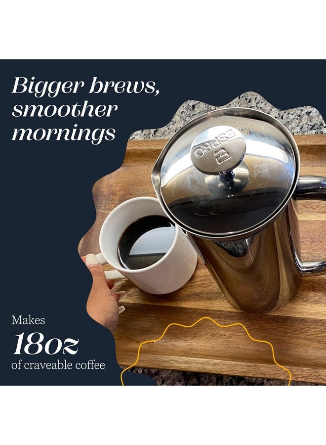 Espro صانعة القهوة الفرنسية ESPRO P7 - مصنوعة من الفولاذ المقاوم للصدأ المعزول ذو الجدران المزدوجة مع فلتر دقيق، 18 أونصة، فولاذ مقاوم للصدأ مصقول - Image 3