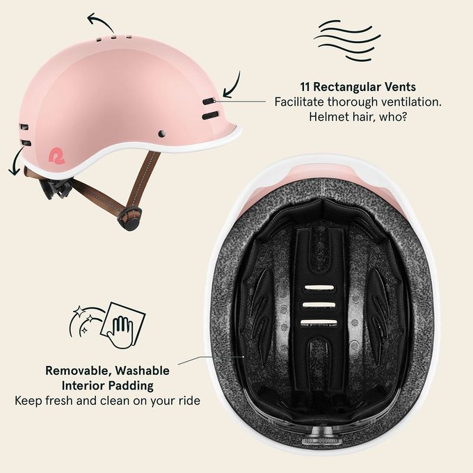 Retrospec Remi Kids' Bike Helmet for Youth Boys & GirlsBicycle Helmet with Built-in Visor and Adjustable Reflective Straps for Skateboarding, Scooters, Rollerblading Blush 49-53cm - Image 4