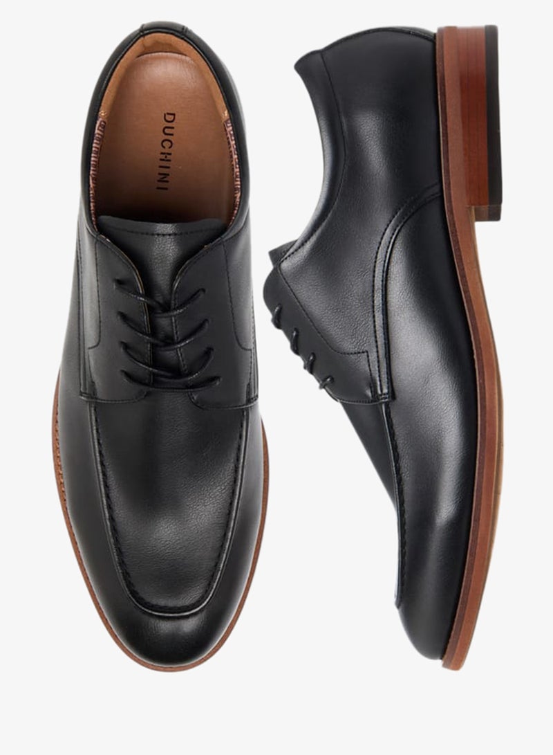 DUCHINI Mens Solid Derby Shoes With Lace-Up Closure - Image 2