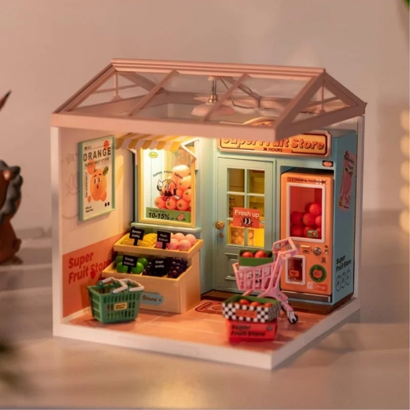 رولايف بيت دمى Rolife DIY Miniature Dollhouse Kit with Accessories Model Supply Store Kit with LED to Build Decent Birthday Gift, 4PCS 7629025 - Image 5
