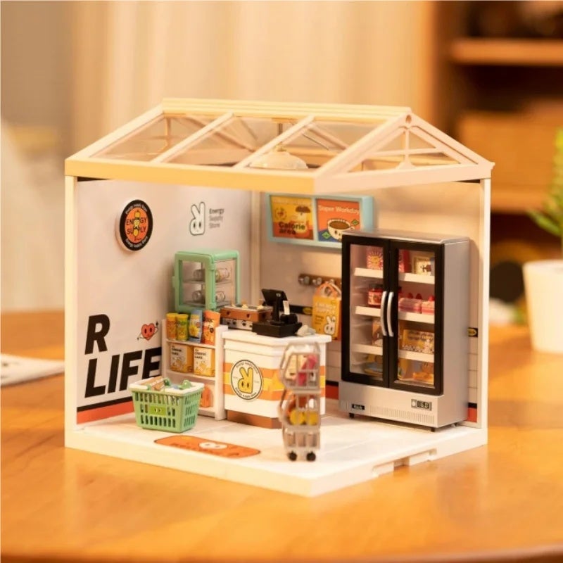 رولايف بيت دمى Rolife DIY Miniature Dollhouse Kit with Accessories Model Supply Store Kit with LED to Build Decent Birthday Gift, 4PCS 7629025 - Image 4