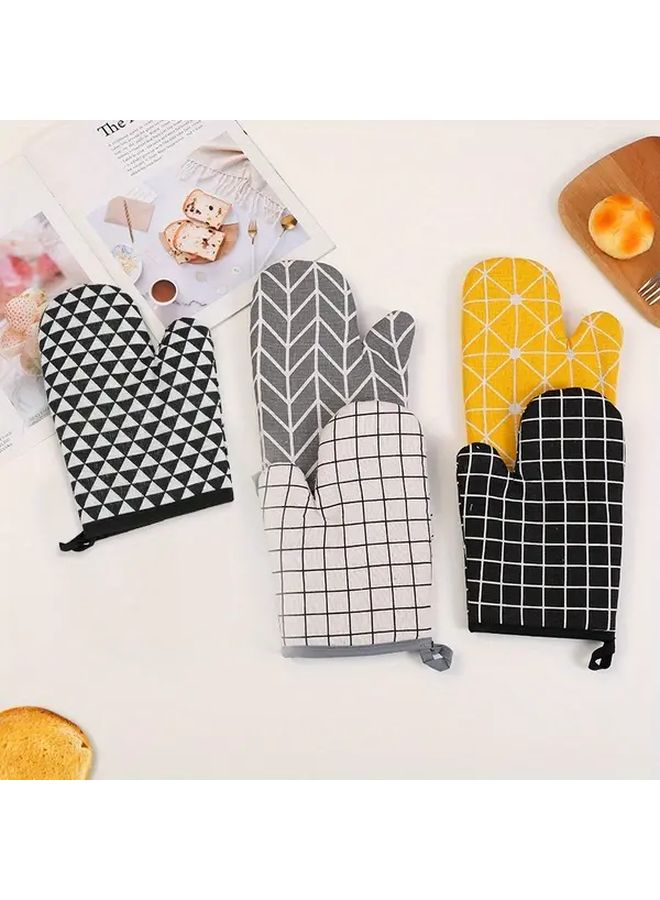 2pcs Grey Nordic Style Kitchen Gloves Set Polyester Geometric Pattern for Cooking Outdoor - Image 3