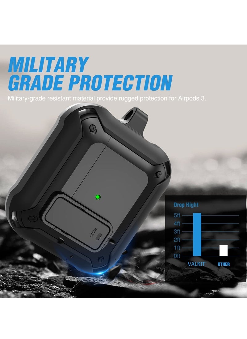 Generic - Airpods Pro 2 2nd Generation Case and Airpods Pro 1 Case with Keychain, Switch Security Lock Armour for Airpods Pro 2 2022 and Airpods Pro 2019, Front LED Visual-Black - Image 1
