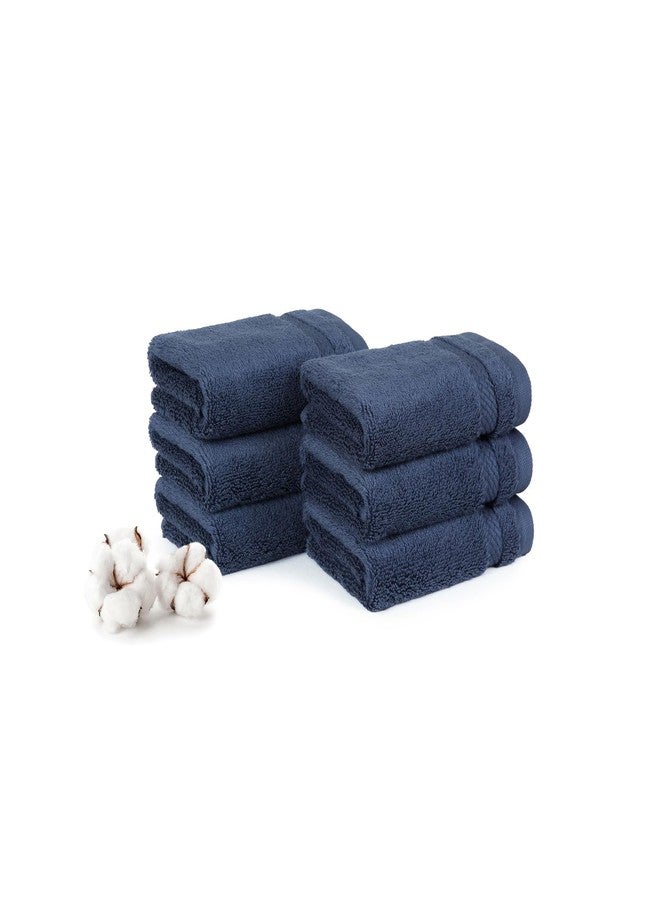 MYTRIDENT Finesse 6 Piece Face Towels, 625 GSM, 100% Cotton, Navy - Image 1