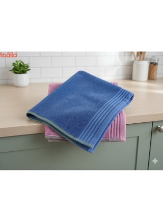 Set of 2 Kitchen Towel pink and blue Cotton 50*50
