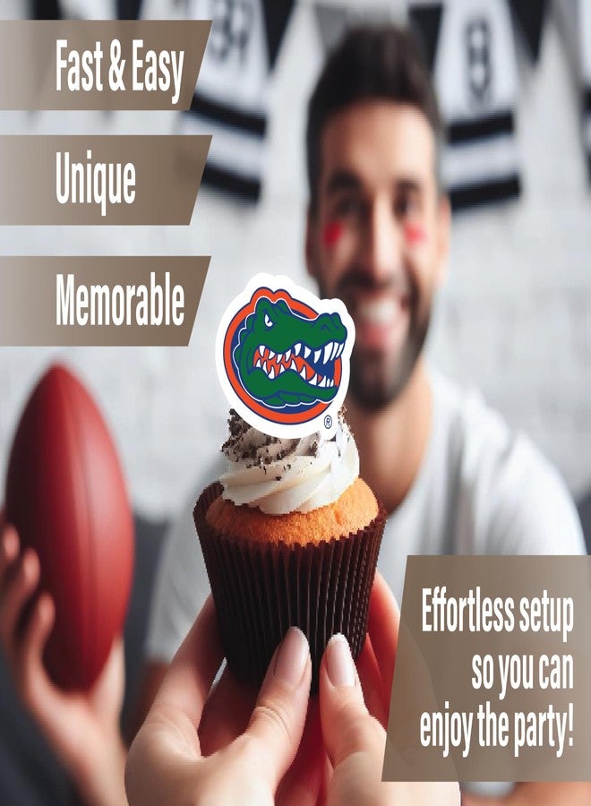 PartyKandy University of Florida Cupcake Topper Party Supplies for Football, Birthday, Graduation Party Decorations (24 Pieces) (Florida Gators) - Image 3