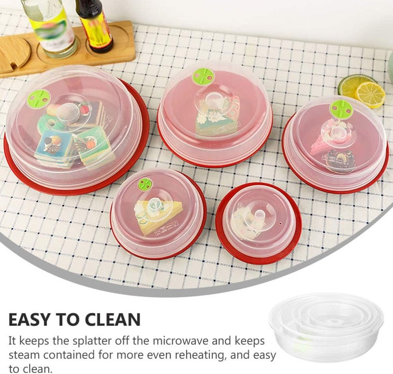 SOLUSTRE 5pcs Microwave Oven Oilproof Cover Food Heat Resistant Food Cover Microwave Splatter Cover Microwave Plate Cover Kitchen Food Cover (White) - Image 3