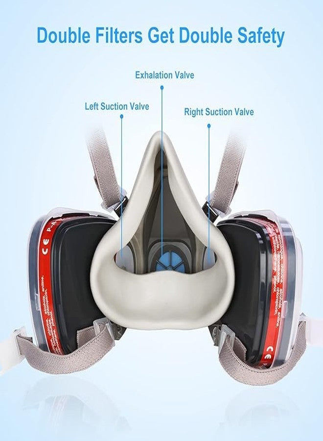 Cyrox 6200 Half Respirator Face Cover for Paint, Dust and Formaldehyde, Sanding, Polishing, Spraying, Chemicals, Dust, Fumes, Asbestos Reusable Half Face Cover Mask for Men (1Pcs) - Image 5