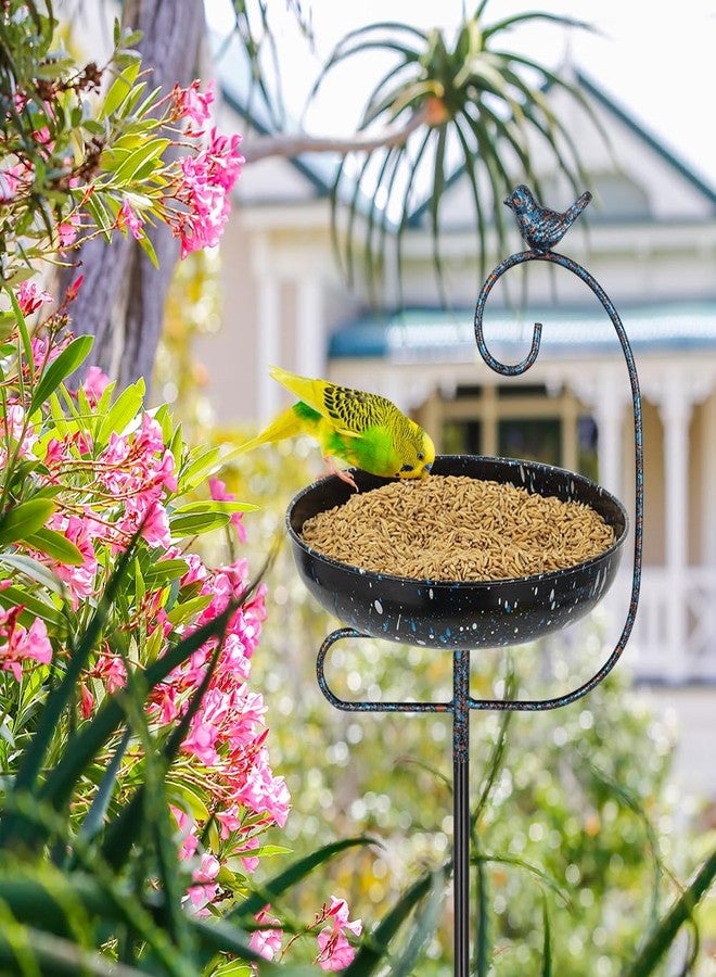 Venniy Metal Outdoor Bird Bath,11.6 Inch Standing Birdbath & Birdfeeder for Outside with 4 Prongs Base Stake,Garden Bird Baths for Yard Lawn Decor - Image 5