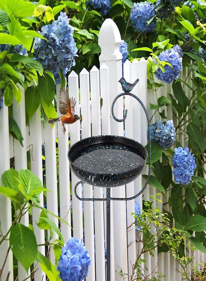 Venniy Metal Outdoor Bird Bath,11.6 Inch Standing Birdbath & Birdfeeder for Outside with 4 Prongs Base Stake,Garden Bird Baths for Yard Lawn Decor - Image 2
