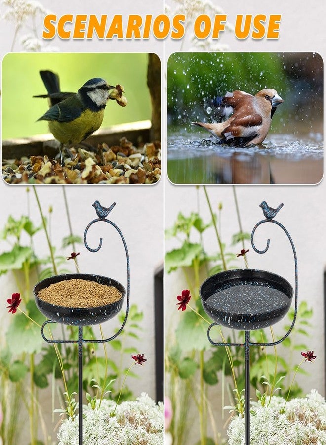 Venniy Metal Outdoor Bird Bath,11.6 Inch Standing Birdbath & Birdfeeder for Outside with 4 Prongs Base Stake,Garden Bird Baths for Yard Lawn Decor - Image 4