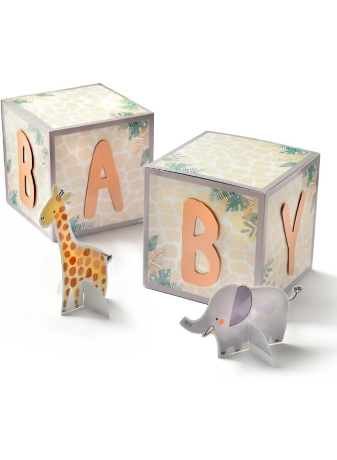 Amscan Baby Shower Soft Jungle Hello Baby Block Centerpiece Decoration 4pcs