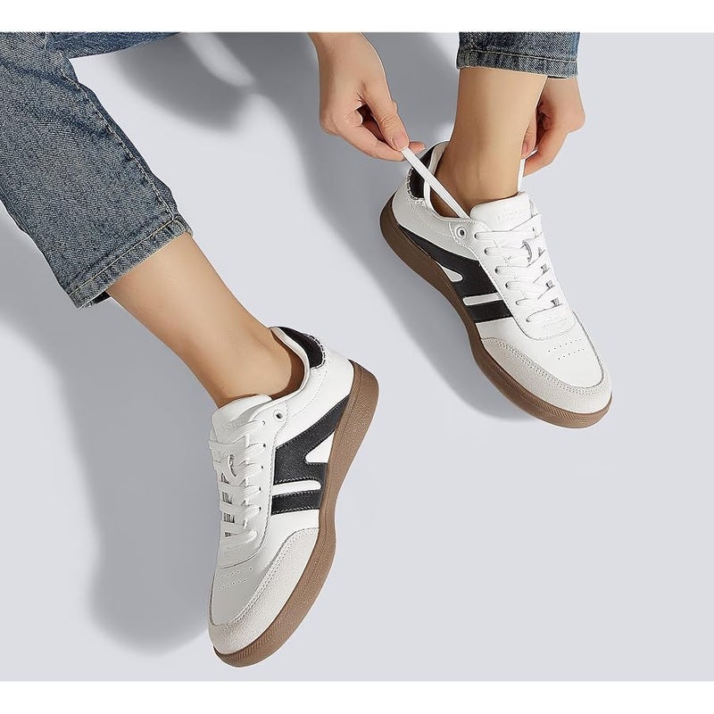 LUCKY STEP Women Classic Retro Gum Sole Fashion Sneakers Casual Tennis Skate Shoe Genuine Leather Walking Footwear Anti Slip Trainers - Image 2