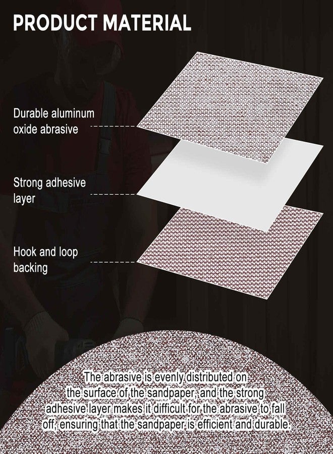 Kozelo 50 Pcs Grid Sanding Discs 5 Inch 180 Grit 8 Holes Hook and Loop Orbital Sandpaper Suitable for Drywall Sander Wood Metal Furniture - Image 4