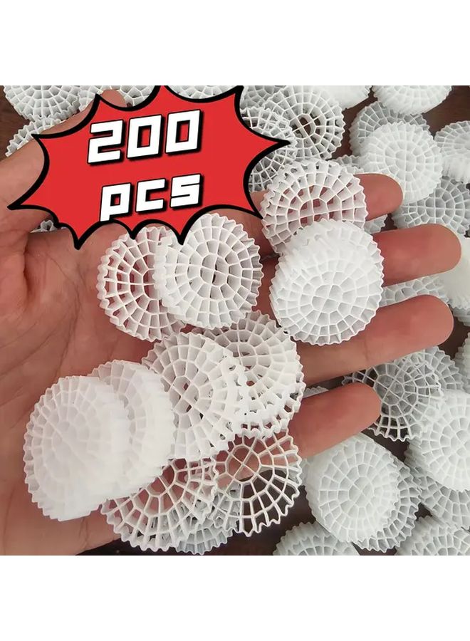 200Pcs Biologically Active Filter Media K5 Fluidized Bed Filler For Aquarium Wastewater Treatment Hydroponics And Fish Tank Biological Suspension PE Material No Electricity Required - Image 1