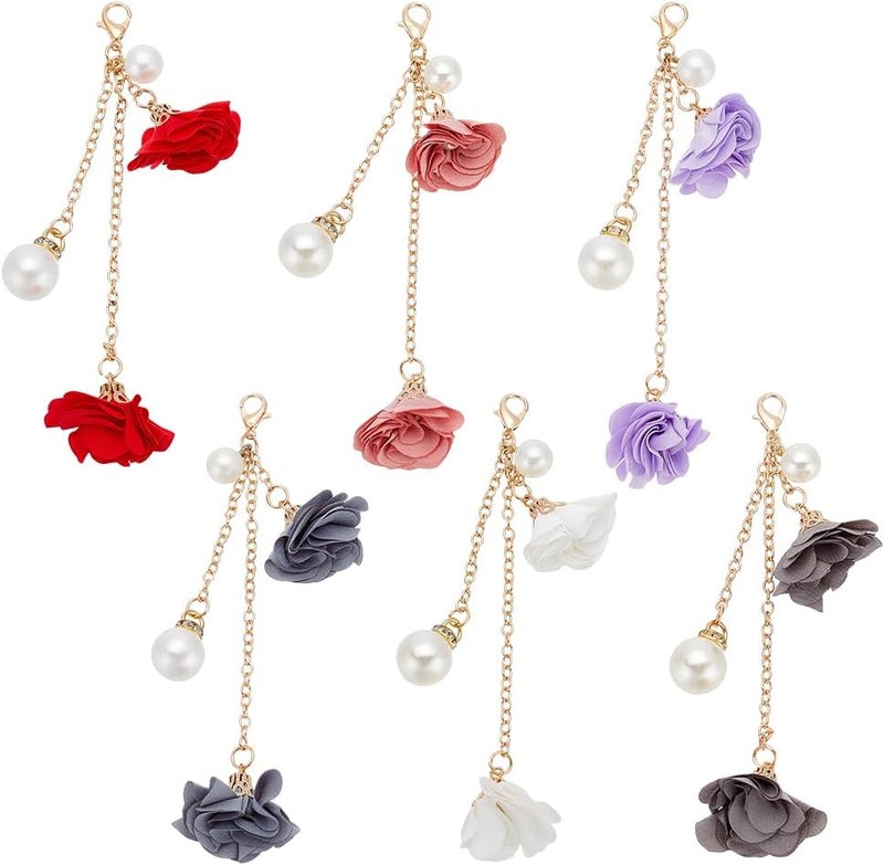 klarako 6pcs Cell Phone Strap Charm, 5.2 Inch Phone Hanging Pendant Decoration Flower Pendant Charm Phone Decoration Keychain Accessories for Women for Car Key Purse Decoration - Image 1