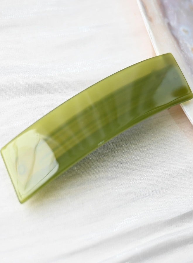 Prettyou Acetate Tortoise Shell Hair Barrette, French Design Rectangle Hair Clip, Celluloid Hair Accessory for Women，4.2“ in length, 1" in width (green) - Image 2